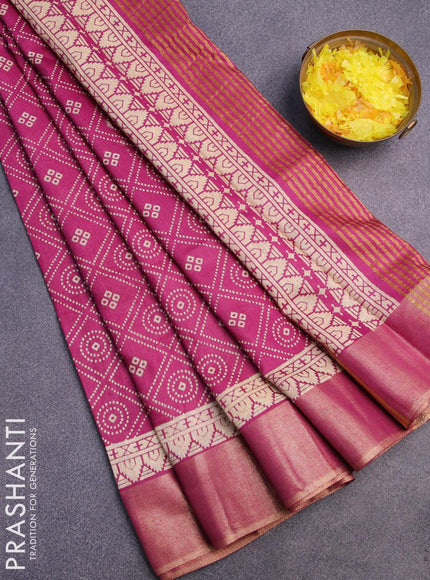 Bhagalpuri saree purple with allover geometric prints and zari woven border - {{ collection.title }} by Prashanti Sarees