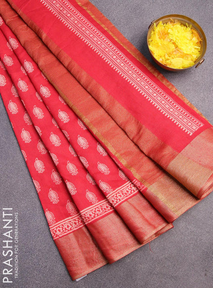 Bhagalpuri saree red with allover butta prints and zari woven border - {{ collection.title }} by Prashanti Sarees