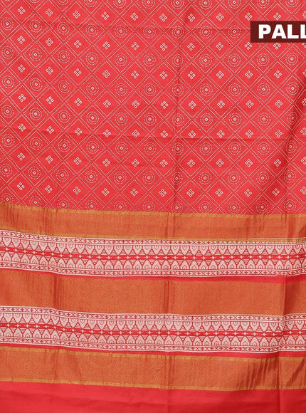 Bhagalpuri saree red with allover geometric prints and zari woven border - {{ collection.title }} by Prashanti Sarees