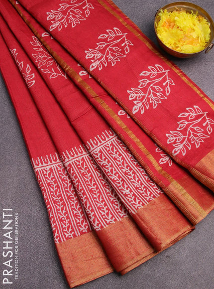 Bhagalpuri saree red with butta prints and zari woven border - {{ collection.title }} by Prashanti Sarees