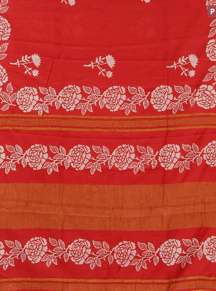 Bhagalpuri saree red with floral butta prints and zari woven border - {{ collection.title }} by Prashanti Sarees