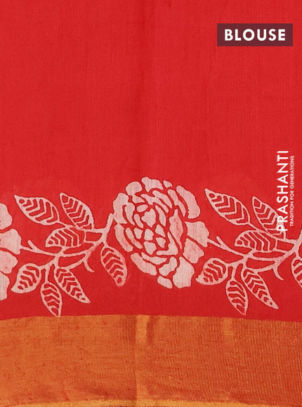 Bhagalpuri saree red with floral butta prints and zari woven border - {{ collection.title }} by Prashanti Sarees