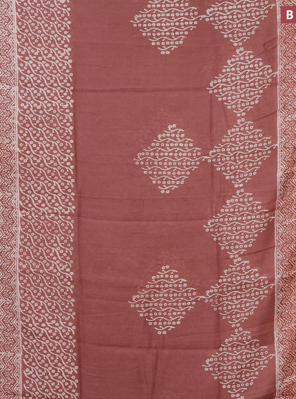 Bhagalpuri saree rosy brown with butta prints and zari woven border - {{ collection.title }} by Prashanti Sarees