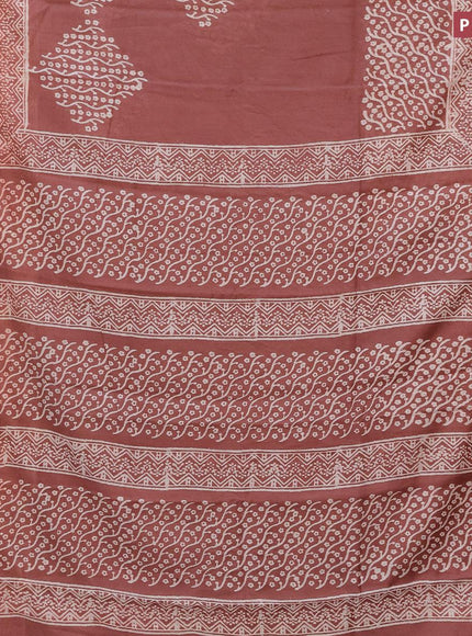 Bhagalpuri saree rosy brown with butta prints and zari woven border - {{ collection.title }} by Prashanti Sarees