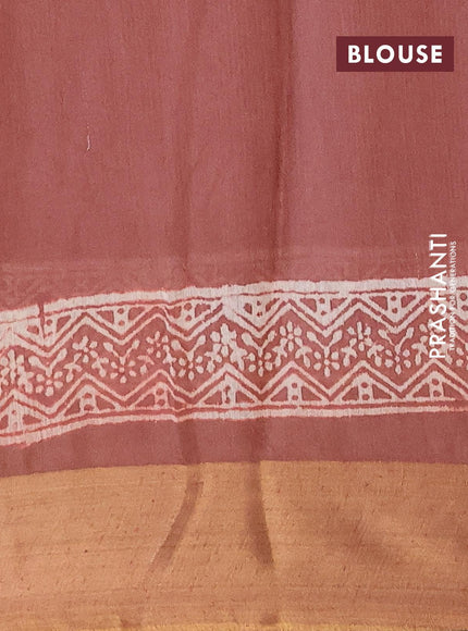 Bhagalpuri saree rosy brown with butta prints and zari woven border - {{ collection.title }} by Prashanti Sarees