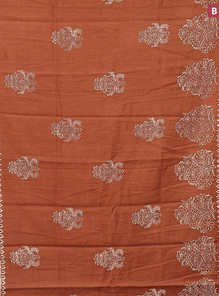 Bhagalpuri saree rust shade with butta prints and zari woven border - {{ collection.title }} by Prashanti Sarees