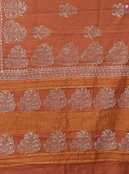 Bhagalpuri saree rust shade with butta prints and zari woven border - {{ collection.title }} by Prashanti Sarees