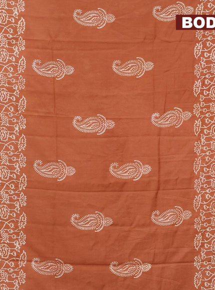 Bhagalpuri saree rust shade with paisley butta prints and zari woven border - {{ collection.title }} by Prashanti Sarees