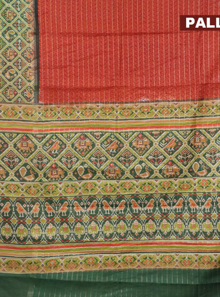 Bhagalpuri saree rustic orange and green with allover prints & zari strips and long patola printed border - {{ collection.title }} by Prashanti Sarees