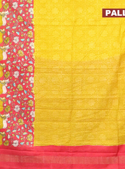 Bhagalpuri saree yellow and red with allover bandhani prints and long pichwai printed zari woven border - {{ collection.title }} by Prashanti Sarees