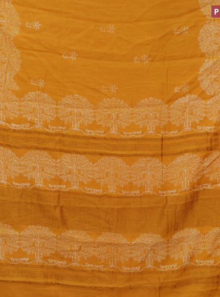 Bhagalpuri saree yellow with butta prints and zari woven border - {{ collection.title }} by Prashanti Sarees