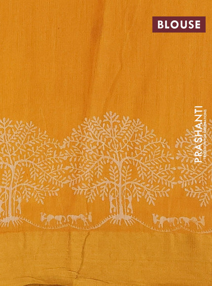 Bhagalpuri saree yellow with butta prints and zari woven border - {{ collection.title }} by Prashanti Sarees