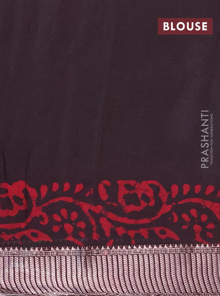 Binny silk saree black and brown with allover batik prints and zari woven border - {{ collection.title }} by Prashanti Sarees