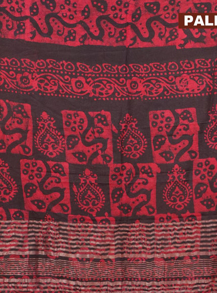 Binny Silk saree black and maroon with allover batik prints and zari woven border - {{ collection.title }} by Prashanti Sarees