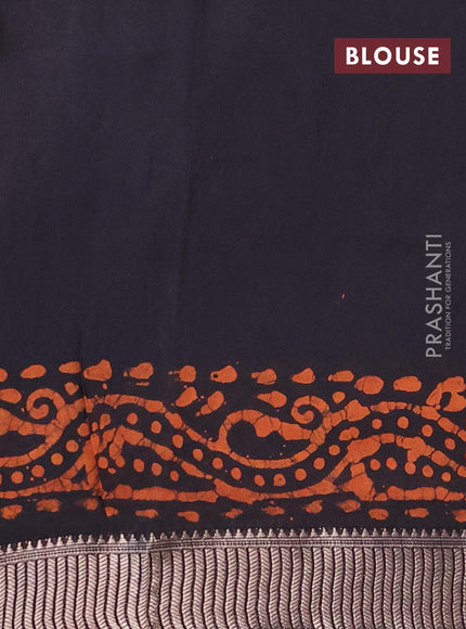 Binny silk saree black with allover batik prints and zari woven border - {{ collection.title }} by Prashanti Sarees