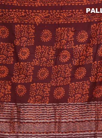 Binny silk saree brown shade with allover batik prints and zari woven border - {{ collection.title }} by Prashanti Sarees