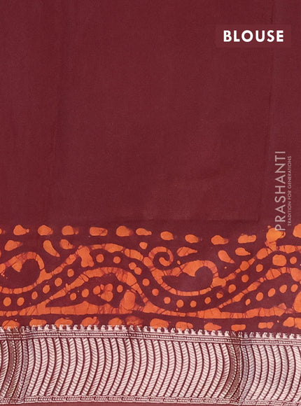 Binny silk saree brown shade with allover batik prints and zari woven border - {{ collection.title }} by Prashanti Sarees