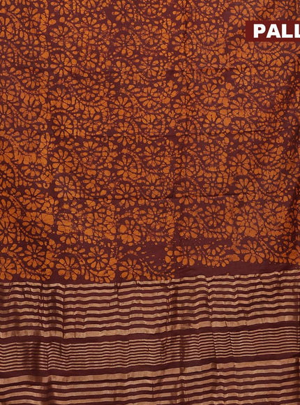 Binny silk saree brown with allover batik prints and zari woven border - {{ collection.title }} by Prashanti Sarees