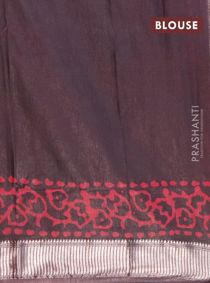 Binny Silk saree deep jamun shade and maroon with allover batik prints and zari woven border - {{ collection.title }} by Prashanti Sarees