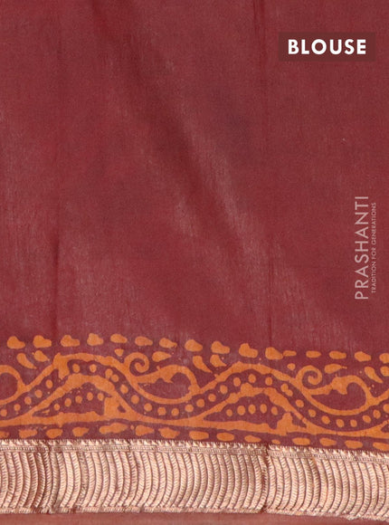 Binny Silk saree deep maroon and dark mustard with allover batik prints and zari woven border - {{ collection.title }} by Prashanti Sarees