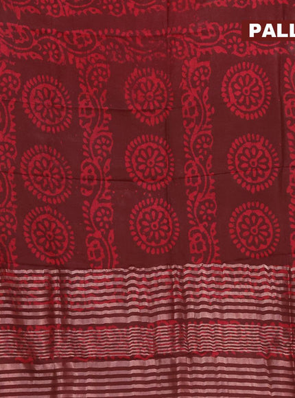 Binny silk saree deep maroon with allover batik prints and zari woven border - {{ collection.title }} by Prashanti Sarees