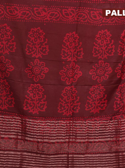 Binny silk saree deep maroon with allover batik prints and zari woven border - {{ collection.title }} by Prashanti Sarees