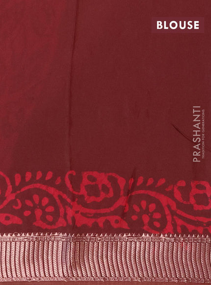 Binny silk saree deep maroon with allover batik prints and zari woven border - {{ collection.title }} by Prashanti Sarees