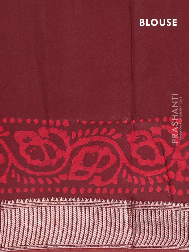 Binny silk saree deep maroon with allover batik prints and zari woven border - {{ collection.title }} by Prashanti Sarees