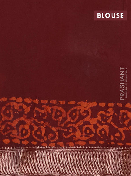 Binny silk saree deep maroon with allover batik prints and zari woven border - {{ collection.title }} by Prashanti Sarees