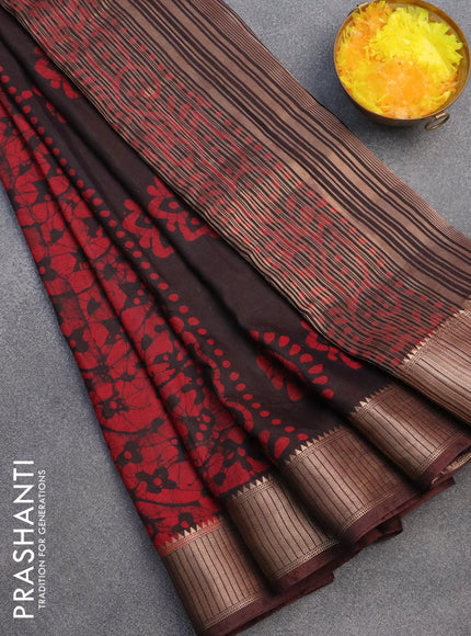 Binny silk saree maroon with allover batik prints and zari woven border - {{ collection.title }} by Prashanti Sarees