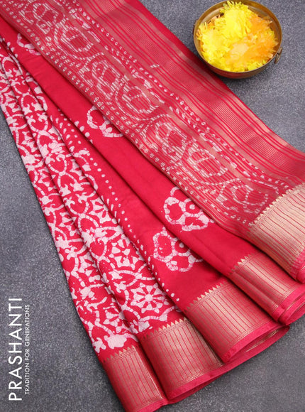 Binny silk saree pink with allover batik prints and zari woven border - {{ collection.title }} by Prashanti Sarees