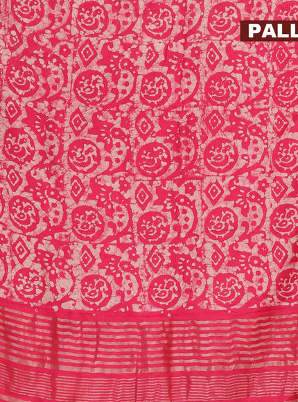 Binny silk saree pink with allover batik prints and zari woven border - {{ collection.title }} by Prashanti Sarees