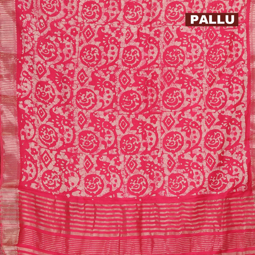 Binny silk saree pink with allover batik prints and zari woven border - {{ collection.title }} by Prashanti Sarees