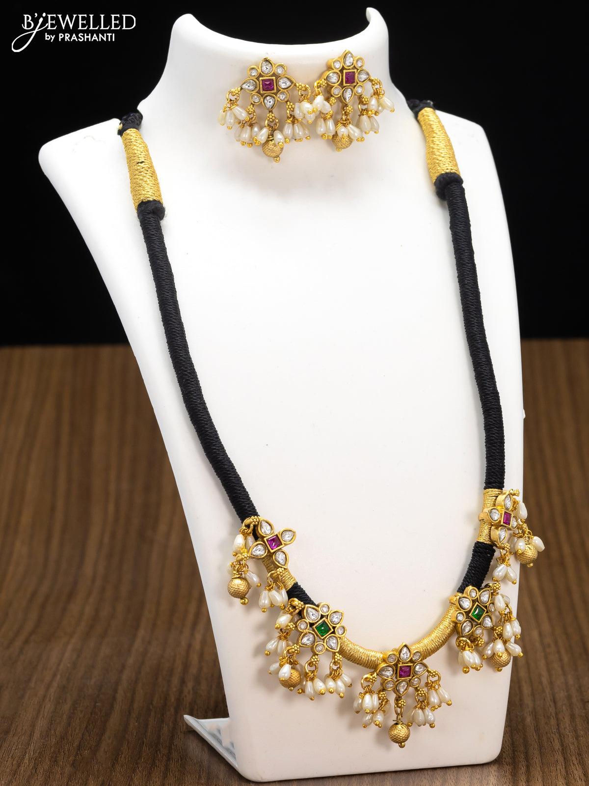 Lightweight Jewellery in nakshi work black thread Necklace by Naj Jewellery  l Nellore | Black beaded jewelry, Beaded jewelry designs, Gold necklace  designs