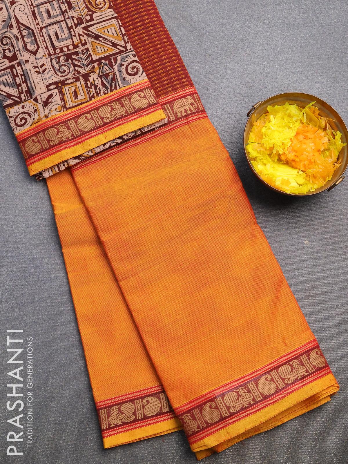 Tissue kota saree peach pink with allover kalamkari applique work and – Prashanti  Sarees