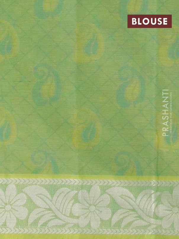 Coimbatore cotton saree dual shade of yellowish pink and light green with allover self emboss and thread woven border - {{ collection.title }} by Prashanti Sarees