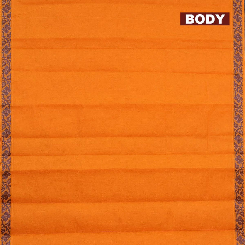 Coimbatore cotton saree pale orange and blue with allover self emboss and thread woven border - {{ collection.title }} by Prashanti Sarees