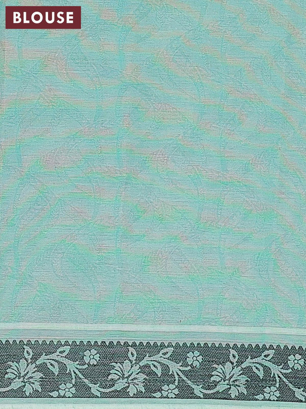 Coimbatore cotton saree pastel grey and teal green with allover self emboss and thread woven border - {{ collection.title }} by Prashanti Sarees