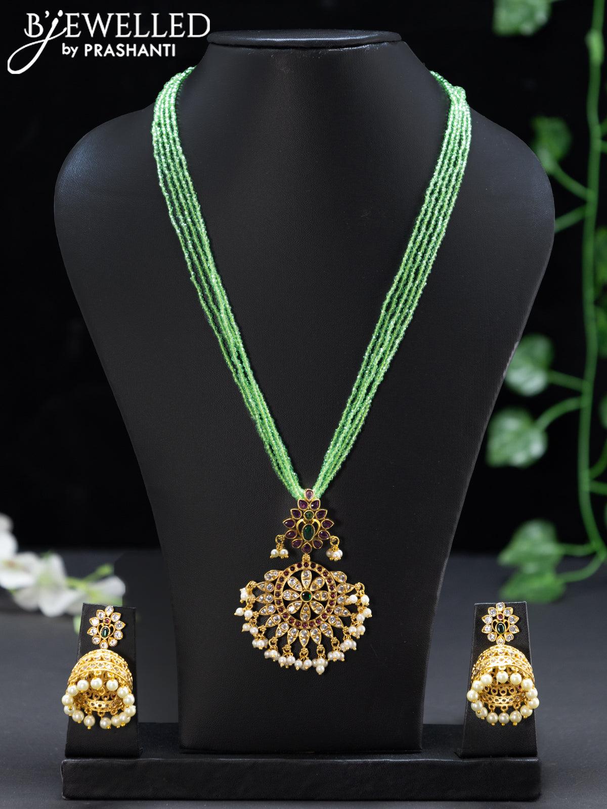 Simple Antique Necklace - Kemp stones & Floral Kasu | Art of Gold  Jewellery, Coimbatore