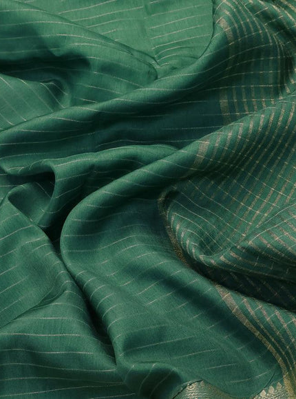 Dola silk saree green and black with allover zari woven stripes pattern and zari woven border with embroidery work blouse - {{ collection.title }} by Prashanti Sarees