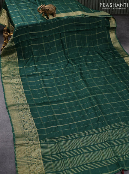 Dola silk saree green and deep maroon with allover zari checked pattern and rich zari woven border - {{ collection.title }} by Prashanti Sarees