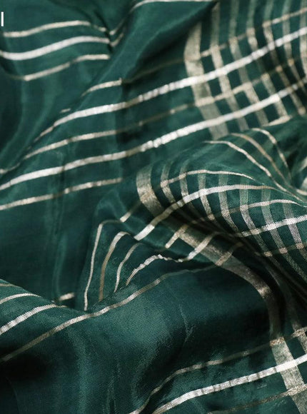 Dola silk saree green and deep wine shade with allover zari woven stripes pattern and rich zari woven border - {{ collection.title }} by Prashanti Sarees