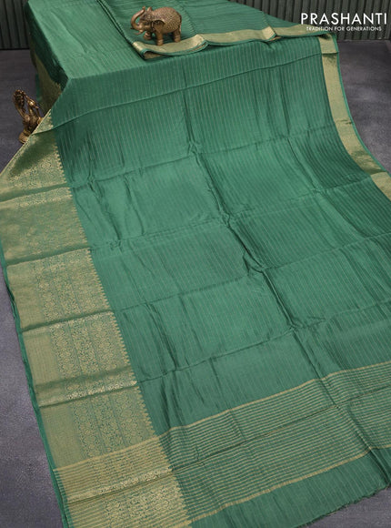 Dola silk saree green and maroon with allover zari woven stripes pattern and long zari woven border with embroidery work blouse - {{ collection.title }} by Prashanti Sarees