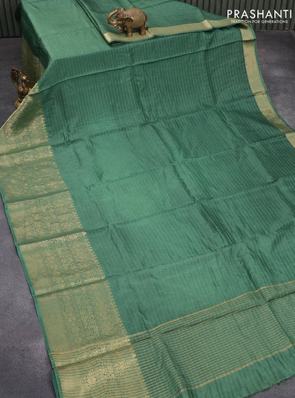 Dola silk saree green and purple with allover zari woven stripes pattern and long zari woven border with embroidery work blouse - {{ collection.title }} by Prashanti Sarees