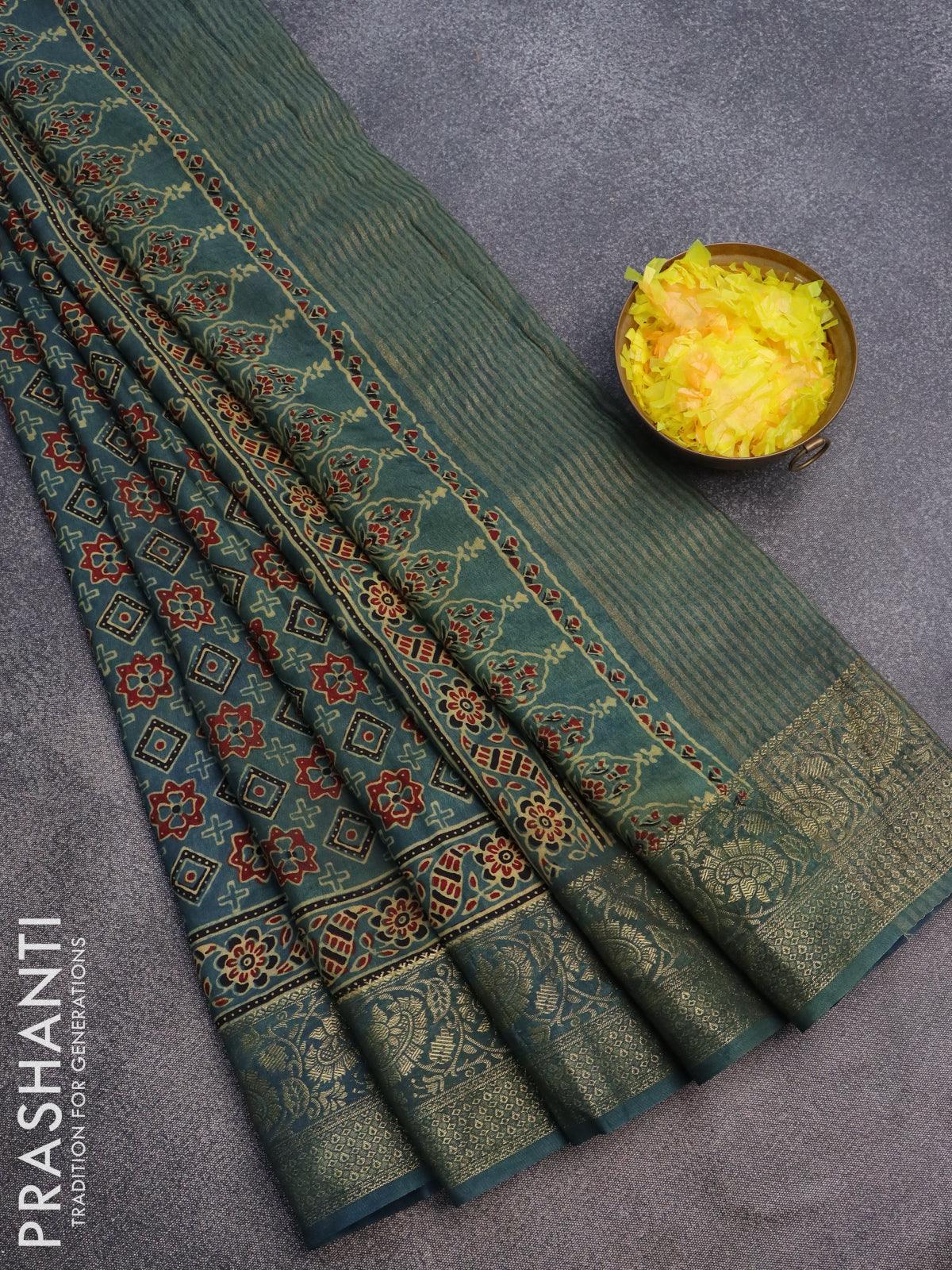 Buy Light Green Dola Silk Bandhani Saree With Unstitched Blouse