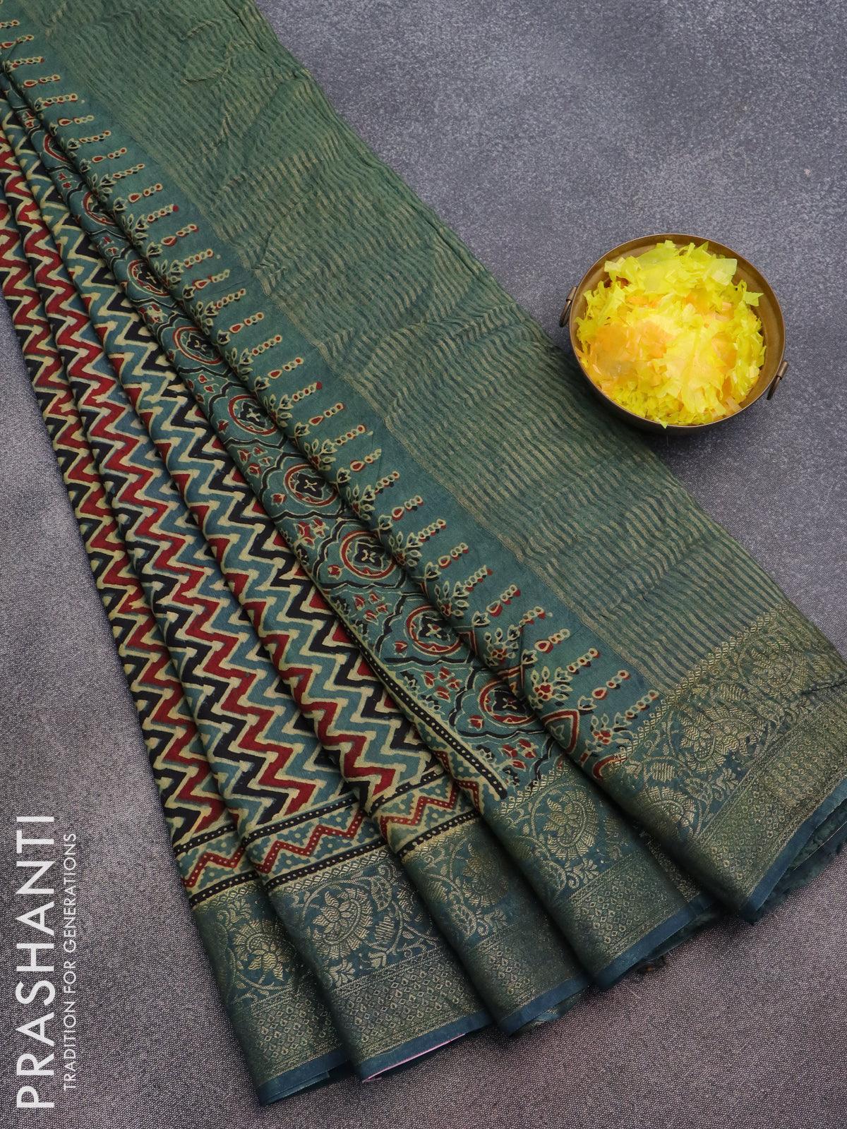 Pure tussar silk saree peacock green with allover zari checked pattern – Prashanti  Sarees