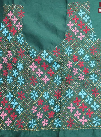 Dola silk saree light blue and green with zari checked pattern and zari woven border with embroidery work blouse - {{ collection.title }} by Prashanti Sarees