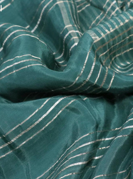 Dola silk saree peacock green and deep wine shade with allover zari woven stripes pattern and rich zari woven border - {{ collection.title }} by Prashanti Sarees