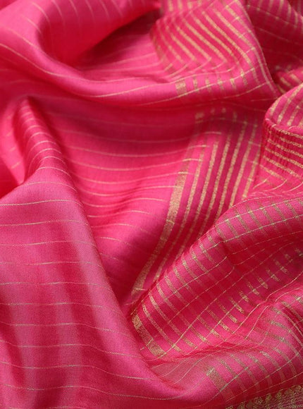 Dola silk saree pink shade and black with allover zari woven stripes pattern and zari woven border with embroidery work blouse - {{ collection.title }} by Prashanti Sarees