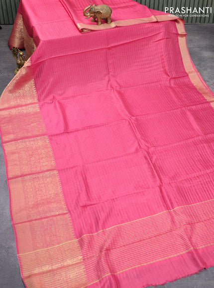 Dola silk saree pink shade and black with zari checked pattern and long zari woven border with embroidery work blouse - {{ collection.title }} by Prashanti Sarees